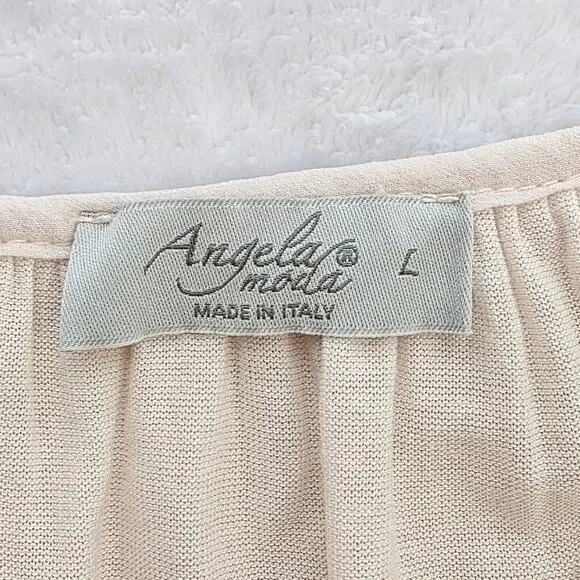 Angela Italy Silk Blouse Large Pink Embroidered Boho Peasant Cottage Coquette - Picture 5 of 16